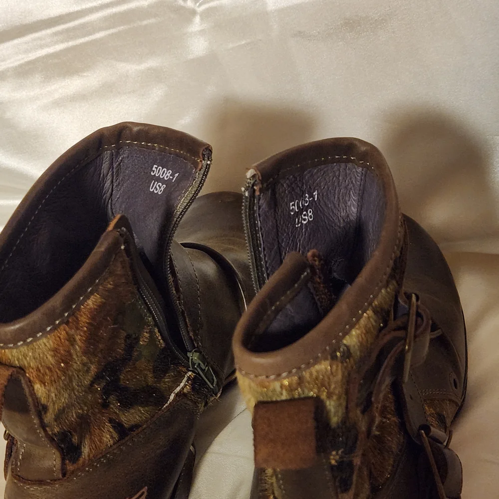 OTTO Brown and Camouflage Leather Boots - Picture 16 of 16